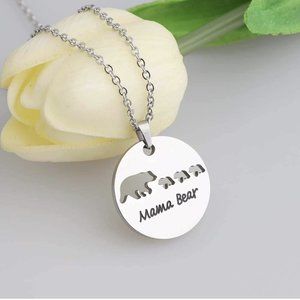 Silver necklace with Mama bear and three cubs pendant
